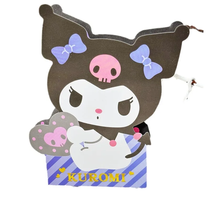 Sanrio Stickers Kuromi Cinnamoroll Melody Note Book Cartoon Cute Pochacco Style Message Paper Kawaii Anime Accessories Toys