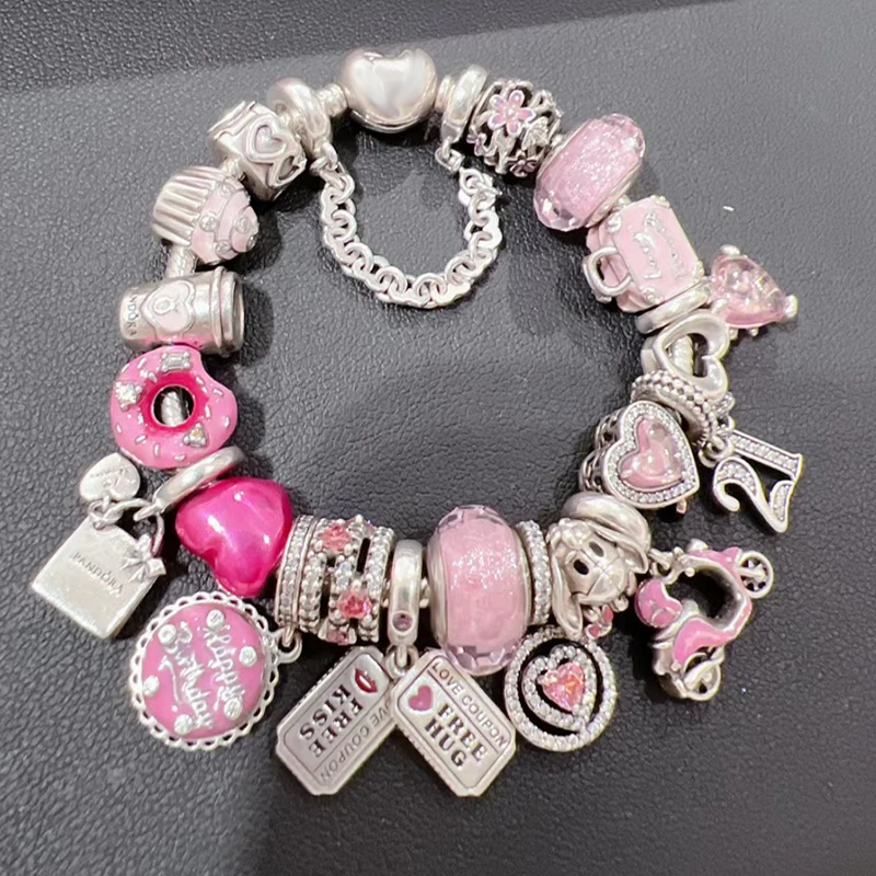 2024 New Christmas original diy pink Valentine's Day light luxury high quality bracelet wholesale, a variety of styles