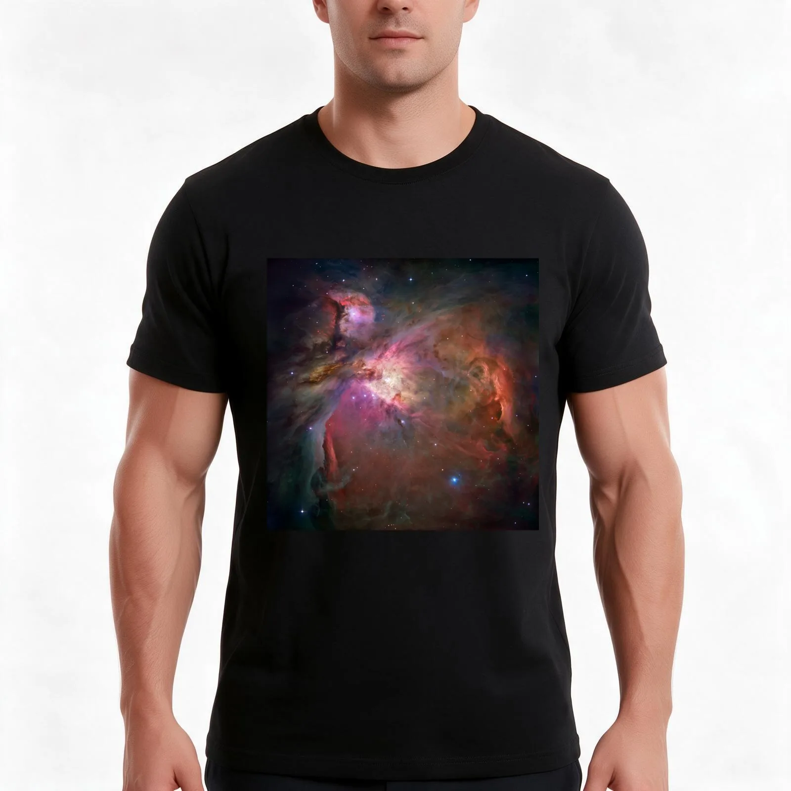 Orion Nebula T-Shirt, Summer Casual Cotton Tee, Oversized Streetwear Tops, Vintage Graphic Print, Loose Fit Short Sleeve