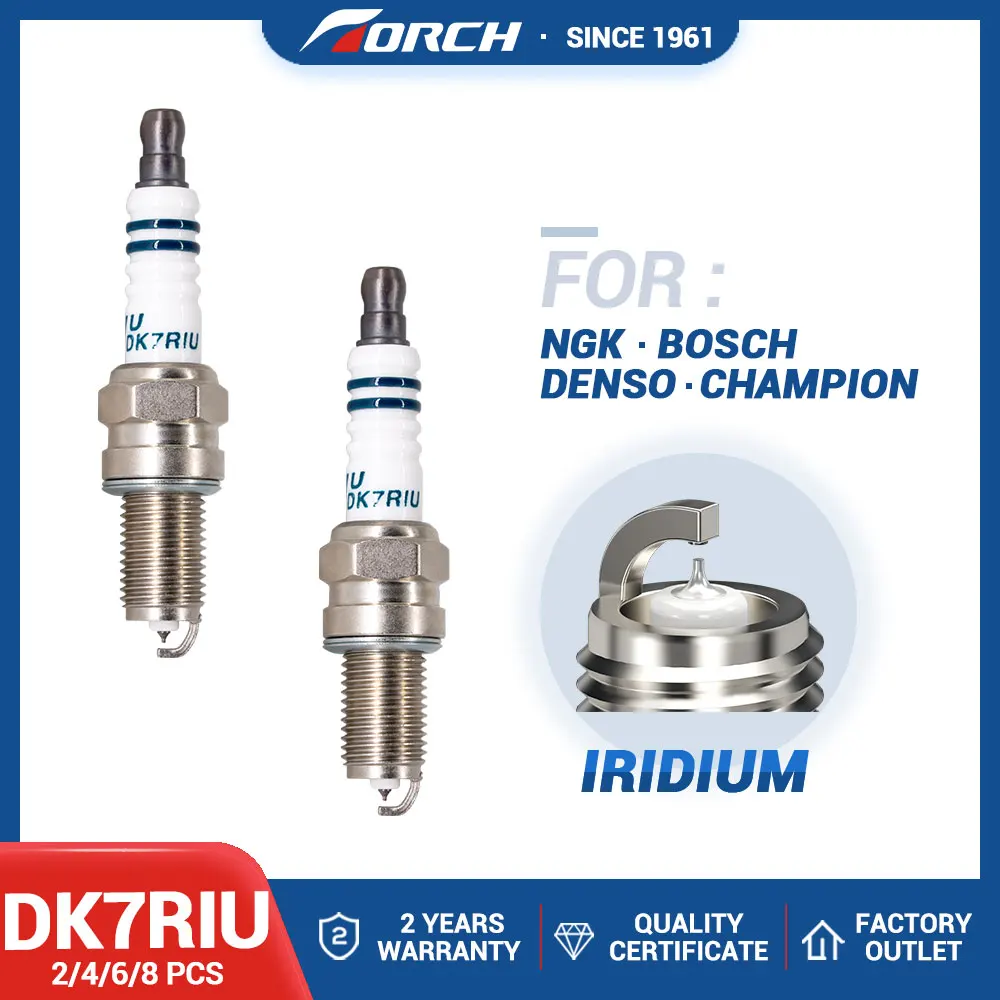 2-8PCS Iridium Spark Plugs Torch DK7RIU Replace for DCPR7EI YR7DP DENSO IXU22 Fit for JAC YUEYUE 1.0 2017-2018 DAK10A Auto Parts