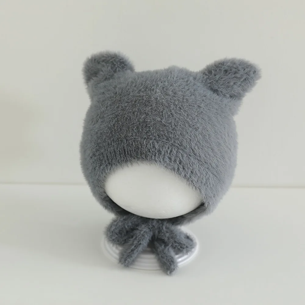 

Soft Warm Ear Protection Hat Cute Cartoon Solid Color Toddler Tie Beanies Thickened Beanies 10-36Month Children