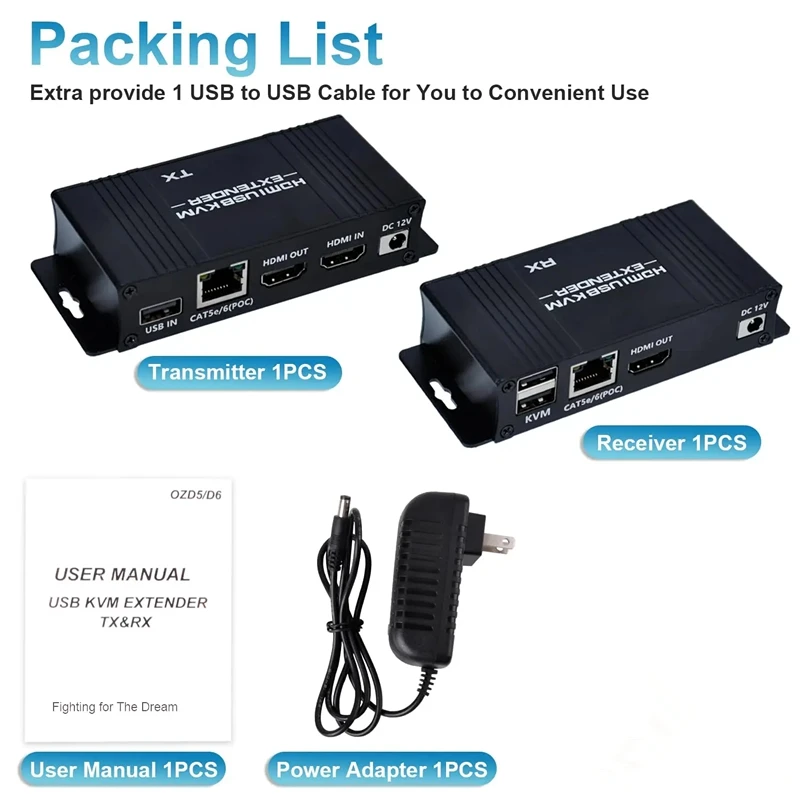 USB HDMI KVM extender splitter over Ethernet 1080P Extender HDMI USB KVM Extender splitter HDMI Loop for Mouse Keyboard PC