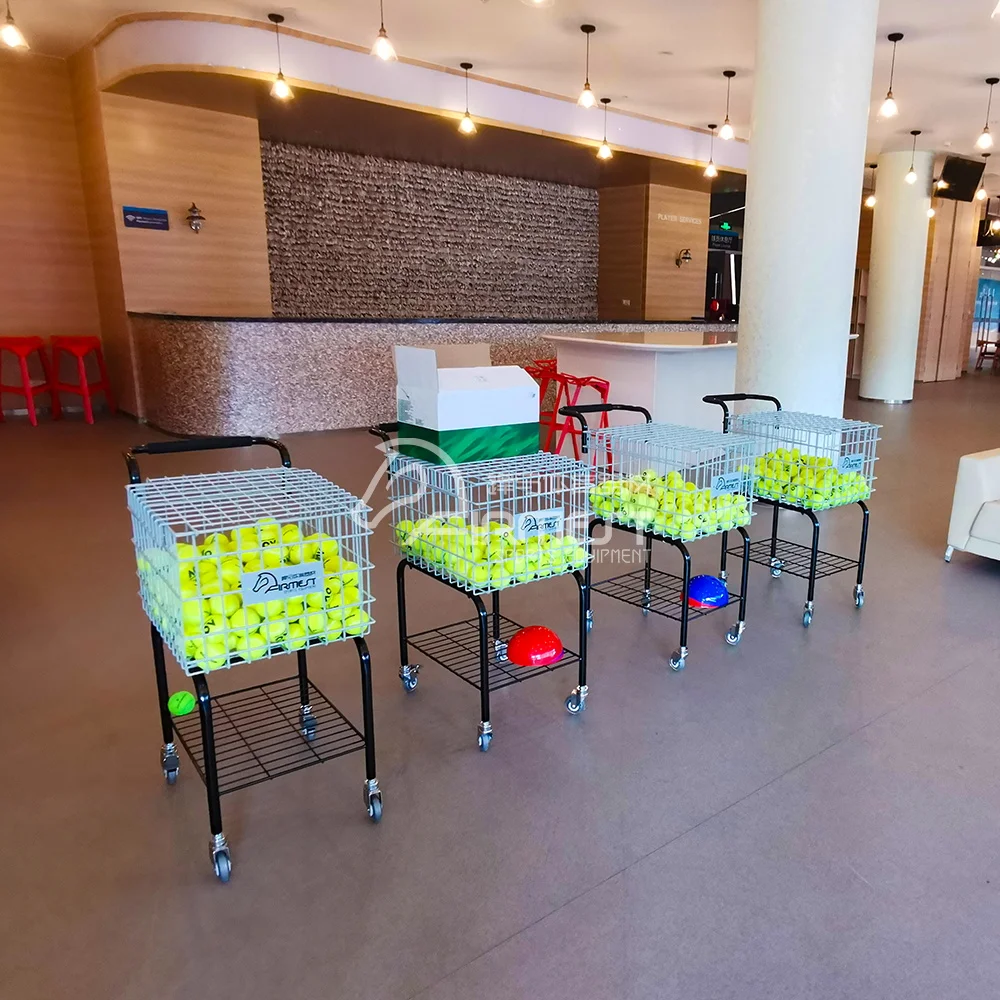 

Tennis Training Equipment-Movable Picker Court Basket with Handle and Wheels for Ball Storage for Club & Individual Training