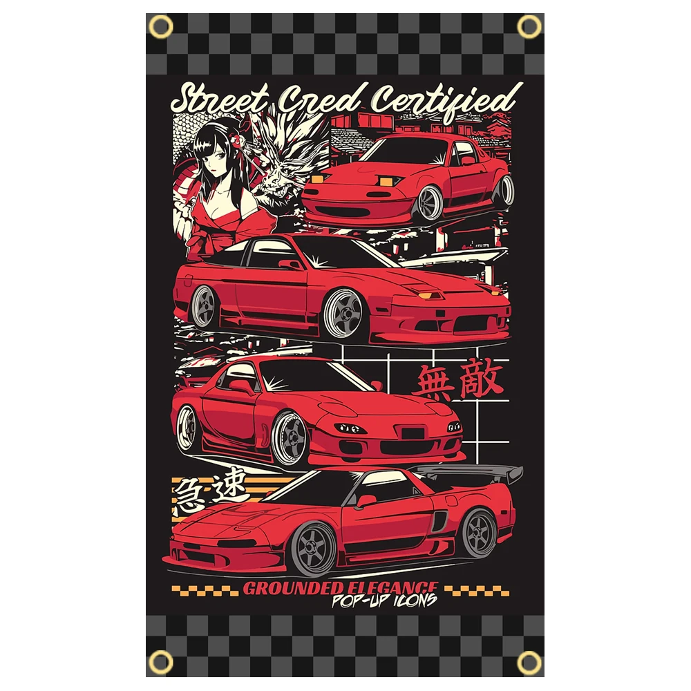 Beauty and Car racing Flag Room Dormitory Wall Tapestry Outdoor Decorative JDM home Flags Background Blanket