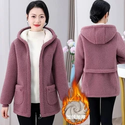 Winter Thick Fleece Single Breasted Lamb Fur 2026 New Women's Coat Hooded Lapel Pocket Imitation Fur Warm Casual Jacket Female