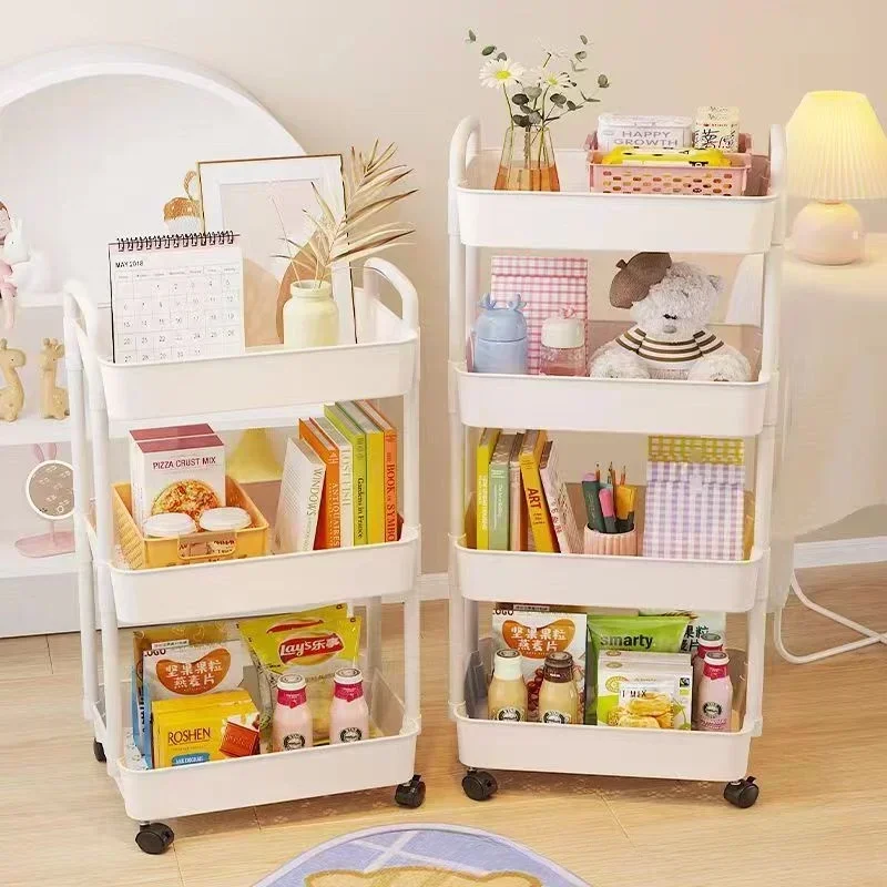 Household Multi-layer Small Cart Storage Rack Floor To Floor Kitchen Bedroom Bathroom Storage Rack Storage Rack With Wheels