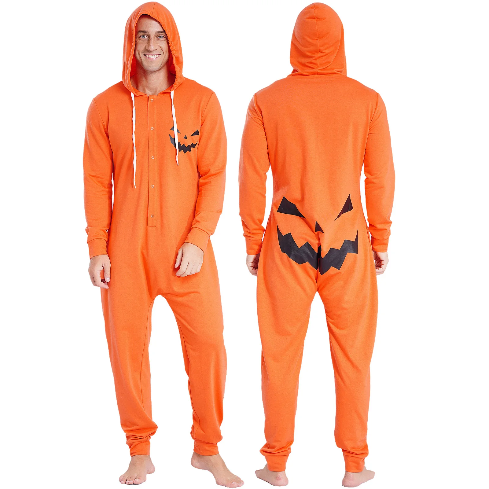 

Men Halloween Pumpkin Costume Long Sleeve Full Length Bodysuit Jumpsuit Party Costume Casual Pajamas Daily Street Fashion Look