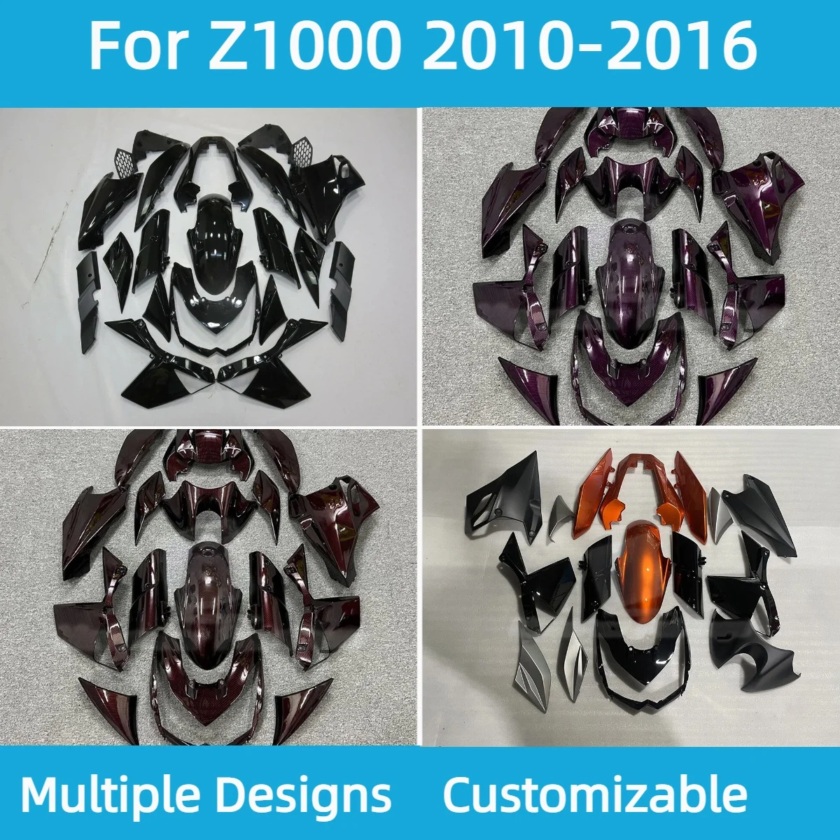 For Kawasaki Z1000 2010-2016 Motorcycle Fairing Kit Z 1000 10-16 Customizable Injection Fairings Bodywork Set Fit