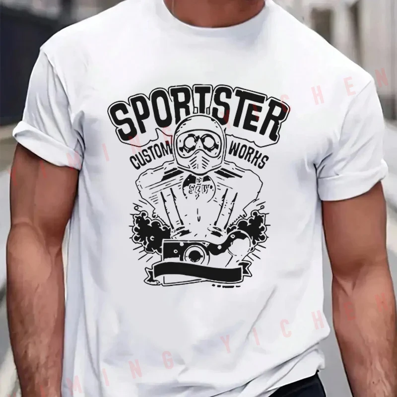 Family Matching T‑Shirt Black Skull Helmet Biker Motorcycle Engine Badge Chest Print Custom Moto Streetwear Short Sleeve TeeTops