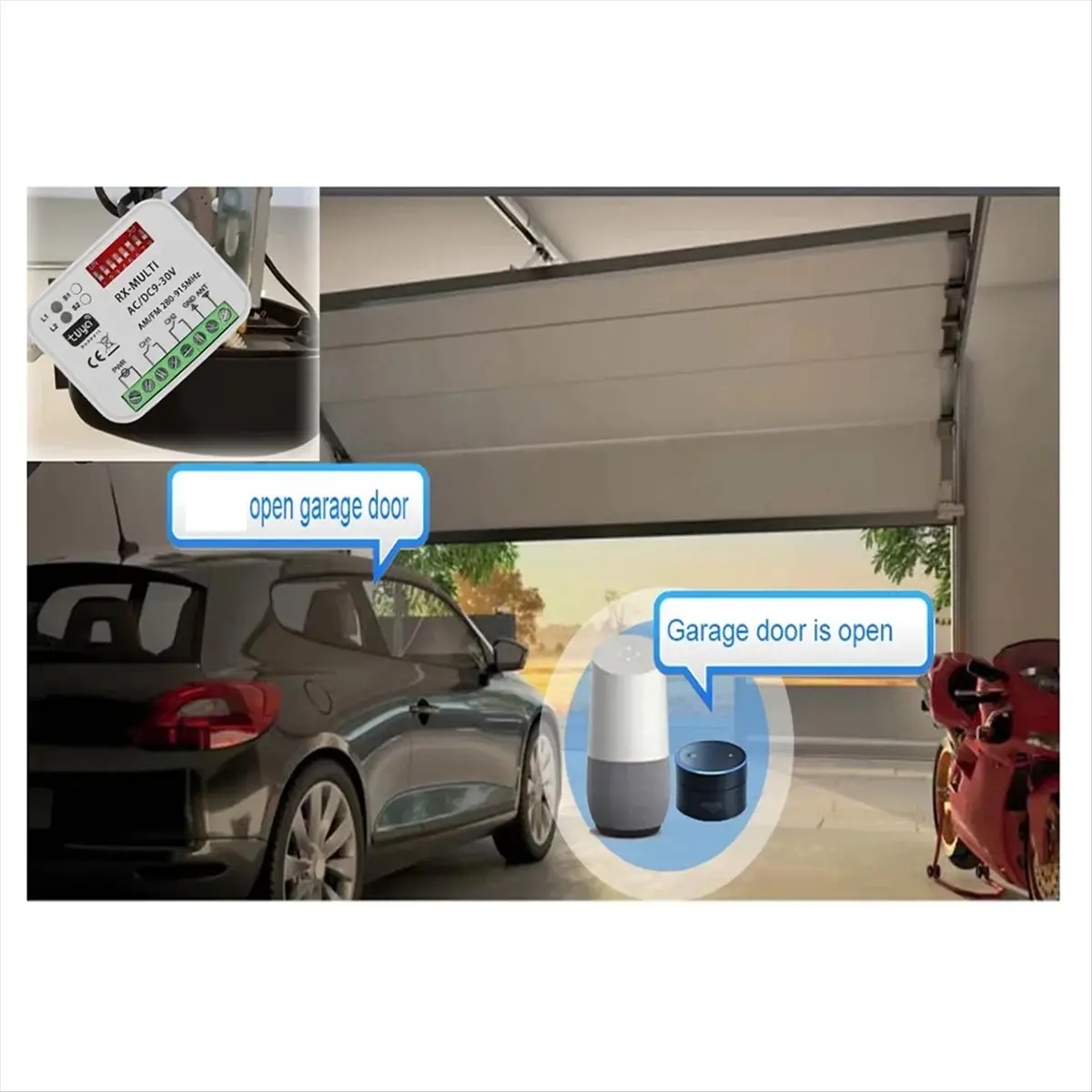 280-915MHz Universal Tuya WIFI Garage Door Remote Control Receiver Momentary AC DC 9-30V Switch Module Relay