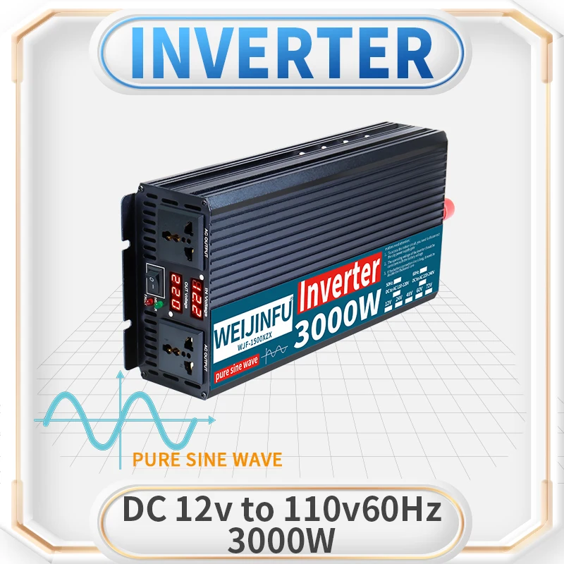 Multi-Function Display Pure Sine Wave Inverter with Quick Charge Port, Stable Voltage Output for RV/Truck Electronics Protection