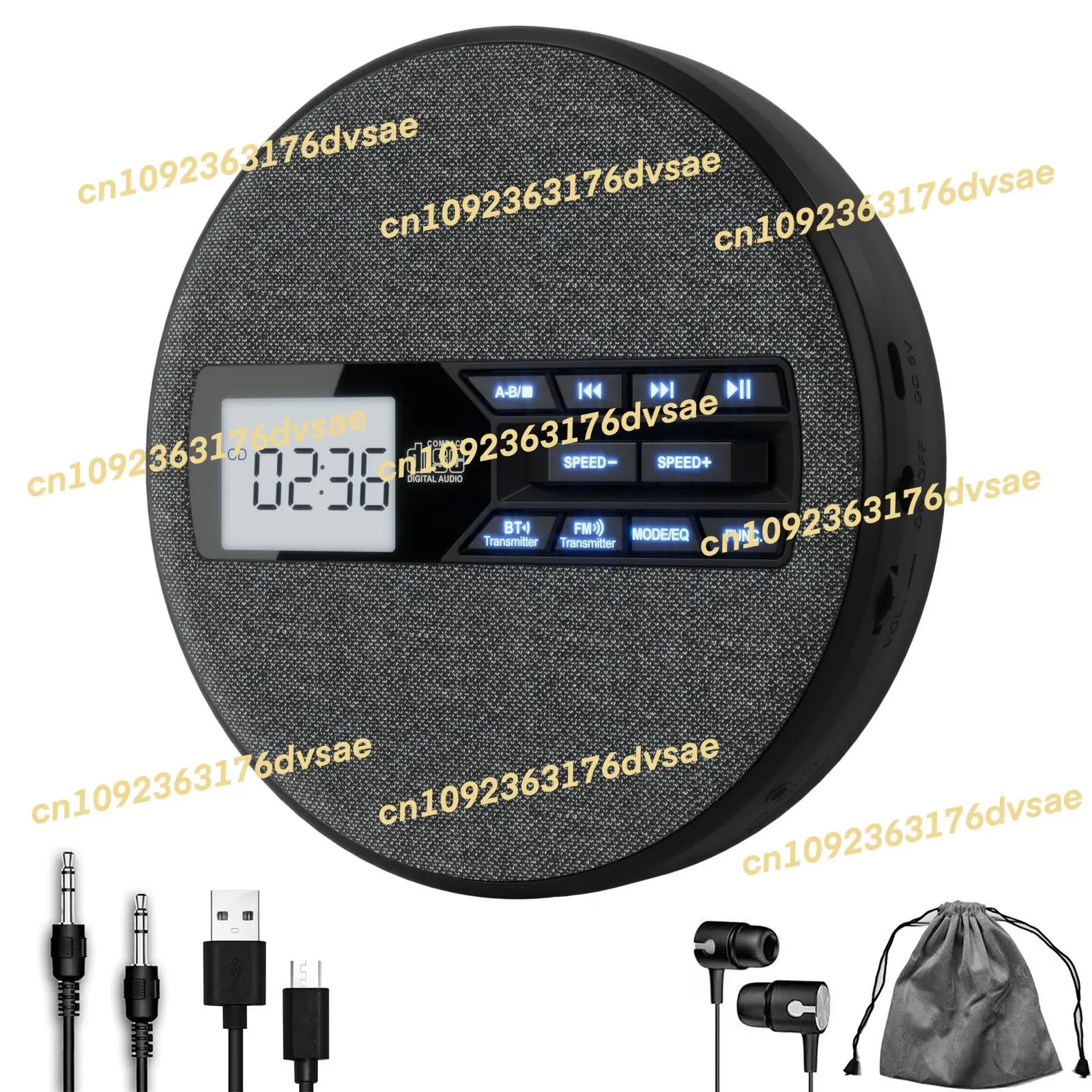 

Multifunction CD player, dual Bluetooth, dual stereo speakers, FM transmitter, repeater, Walkman