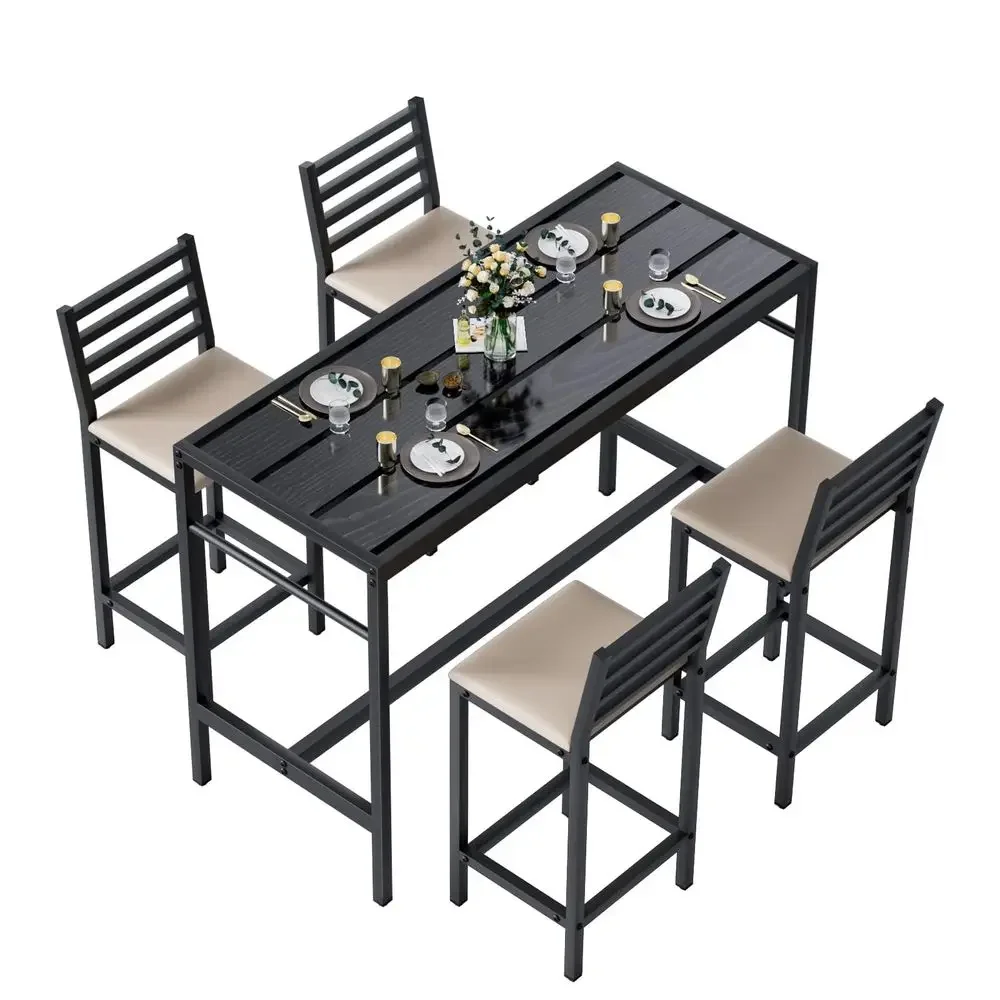 

Piece Outdoor Patio Bar Set, 54.7 Rectangular Counter Height High Top Bar Tables, 4 Cushioned 41 Bar Stools, Metal Bar Table an