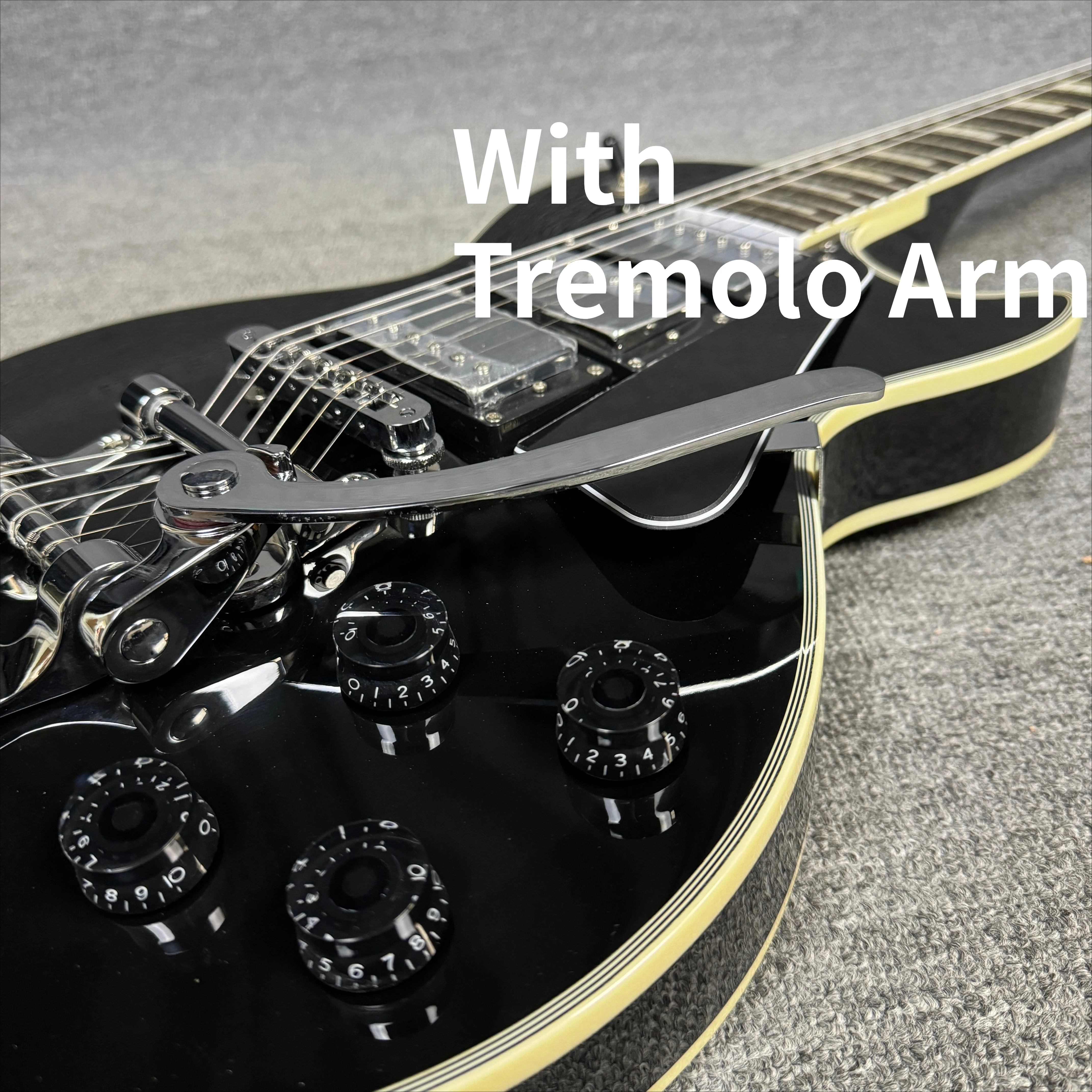

Black With Tremolo Arm Custom Electric Guitar HHH Pickups Bigsby Tremolo Mahogany Body Vintage Rock Roll Free Shipping