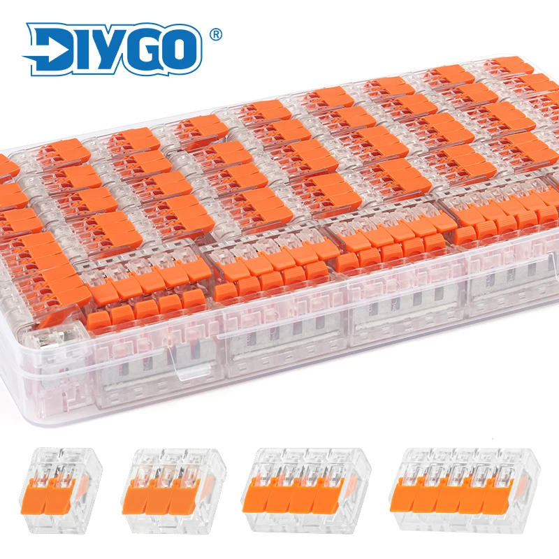 

Quick Wire Connectors With Orange Lever 412 413 414 415 Universal Compact Wiring Conductor Push-in Terminal Block junction Box
