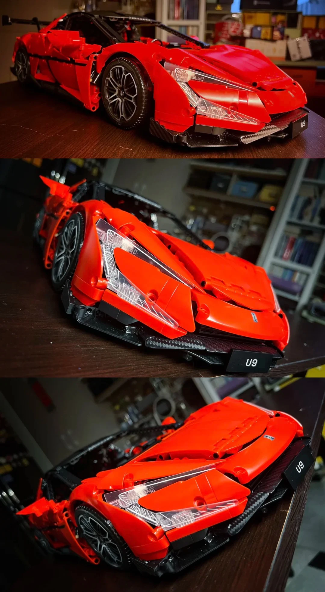 U9 Supersportwagen Technischer Baukasten 1:8 Maßstab Elektrischer Hypercar Konstruktions-Bausteine Modell DIY Montage-Spielzeug für Erwachsene – Detail 1