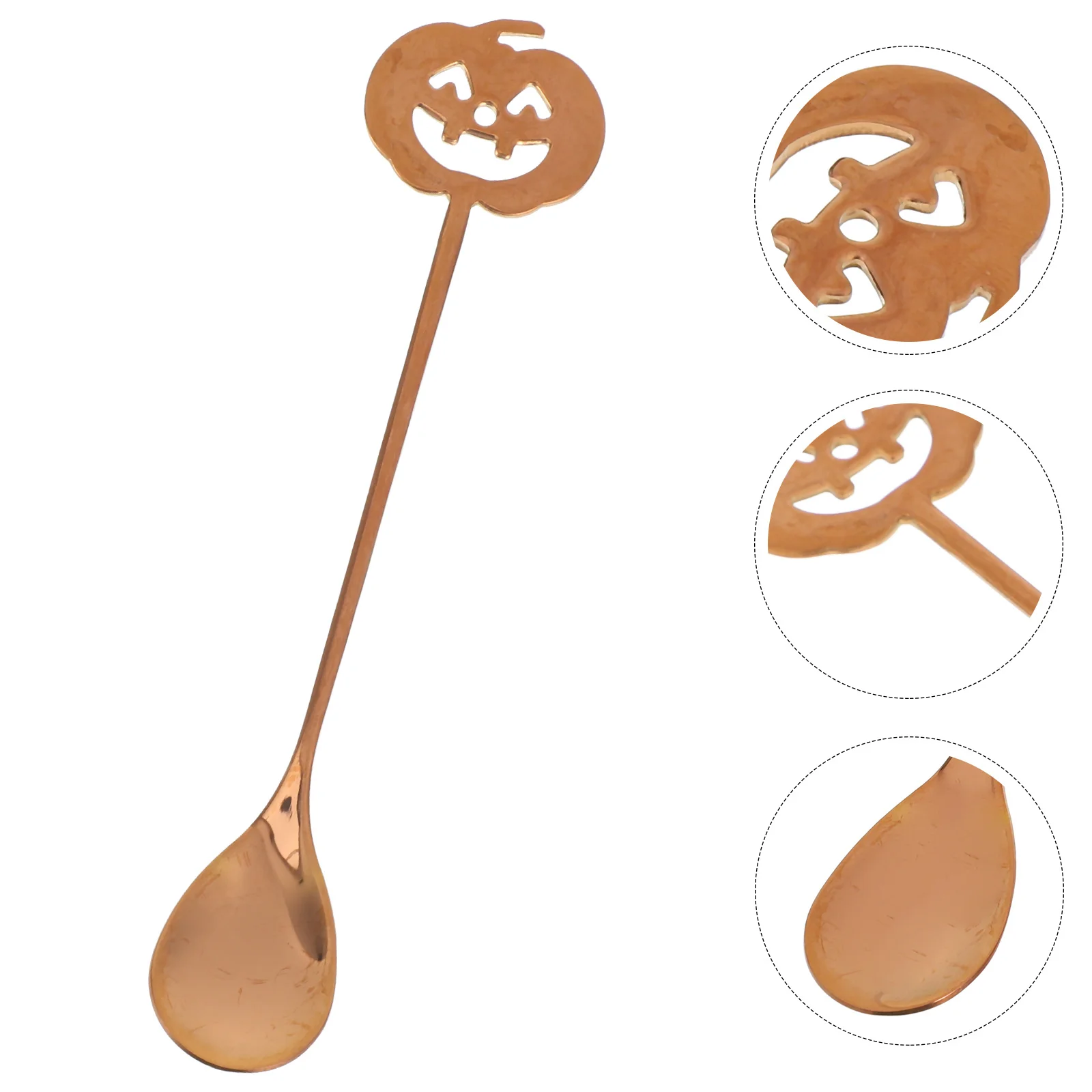

Pumpkin Head Spoon Stainless Steel Halloween Themed Cutlery for Dessert Coffee Stirring Tea Parties Home Decor Rose Golden