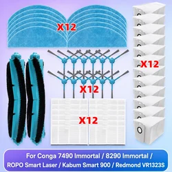 Fit For Conga 7490 Immortal/ 8290 Immortal, Redmond VR1323S, ROPO Smart Laser, Kabum Smart 900 Brush Filter Mop Cloth Dust Bag