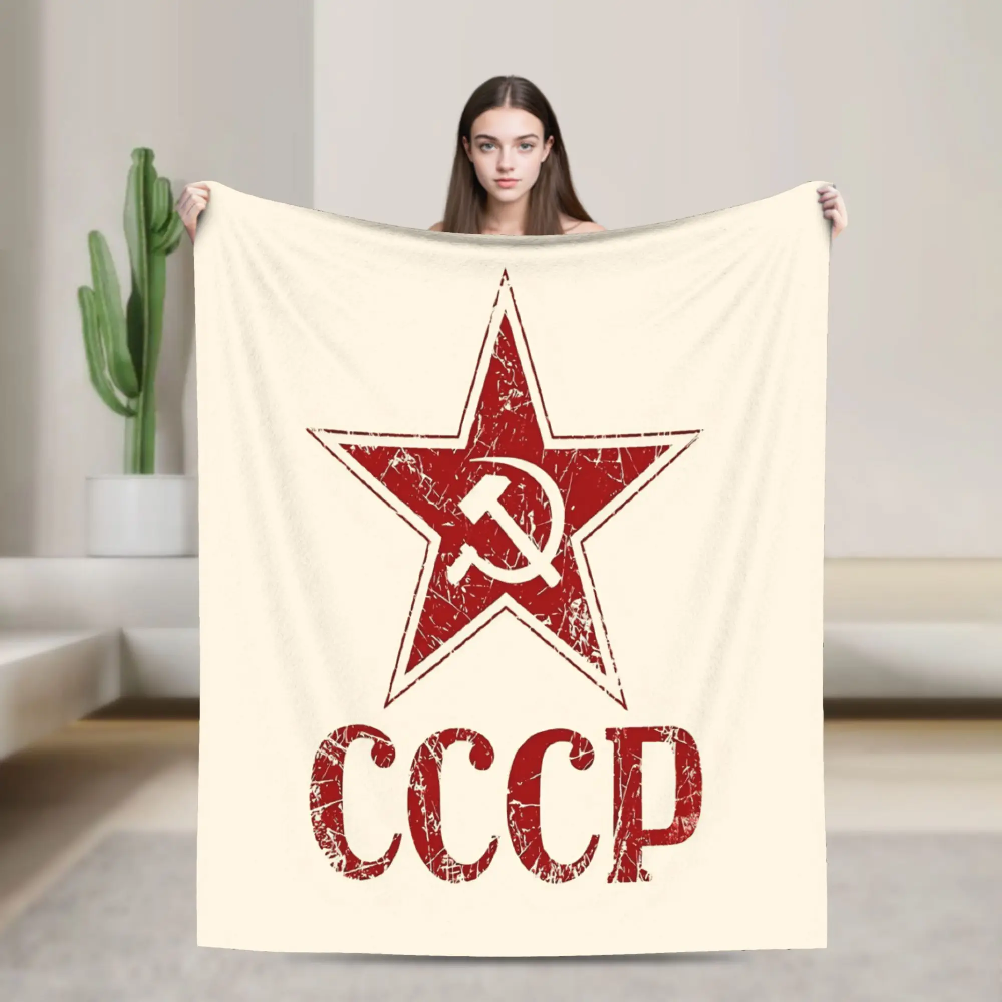CCCP Soviet Hammer And Sickle Star Blanket Quality Warm Soft  Throw Blanket Winter Kids Couch Bed Fashion Bedspread