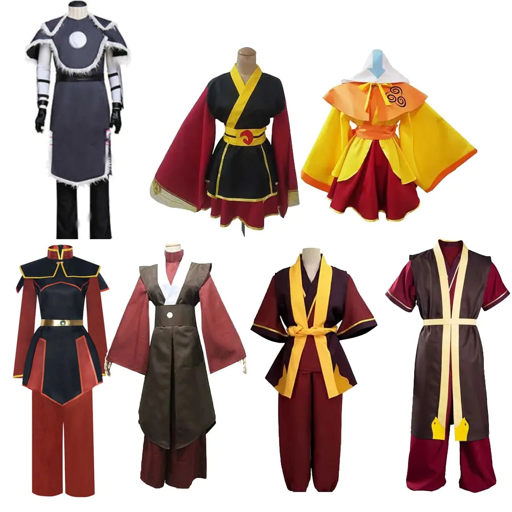 Avatar Aang ชุดคอสเพลย์ผู้หญิงผู้หญิง Lolita ชุด Outfits ฮาโลวีน Baju Karnaval หญิงปลอมตัวเครื่องแต่งกาย