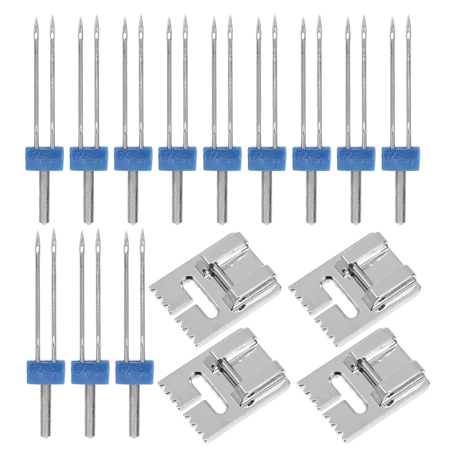 

Комплект из 4 универсальных многофункциональных прижимных лапок для швейных машин: двойные иглы, двойной штифт, лапка для подгибки края, лапка для притирки края