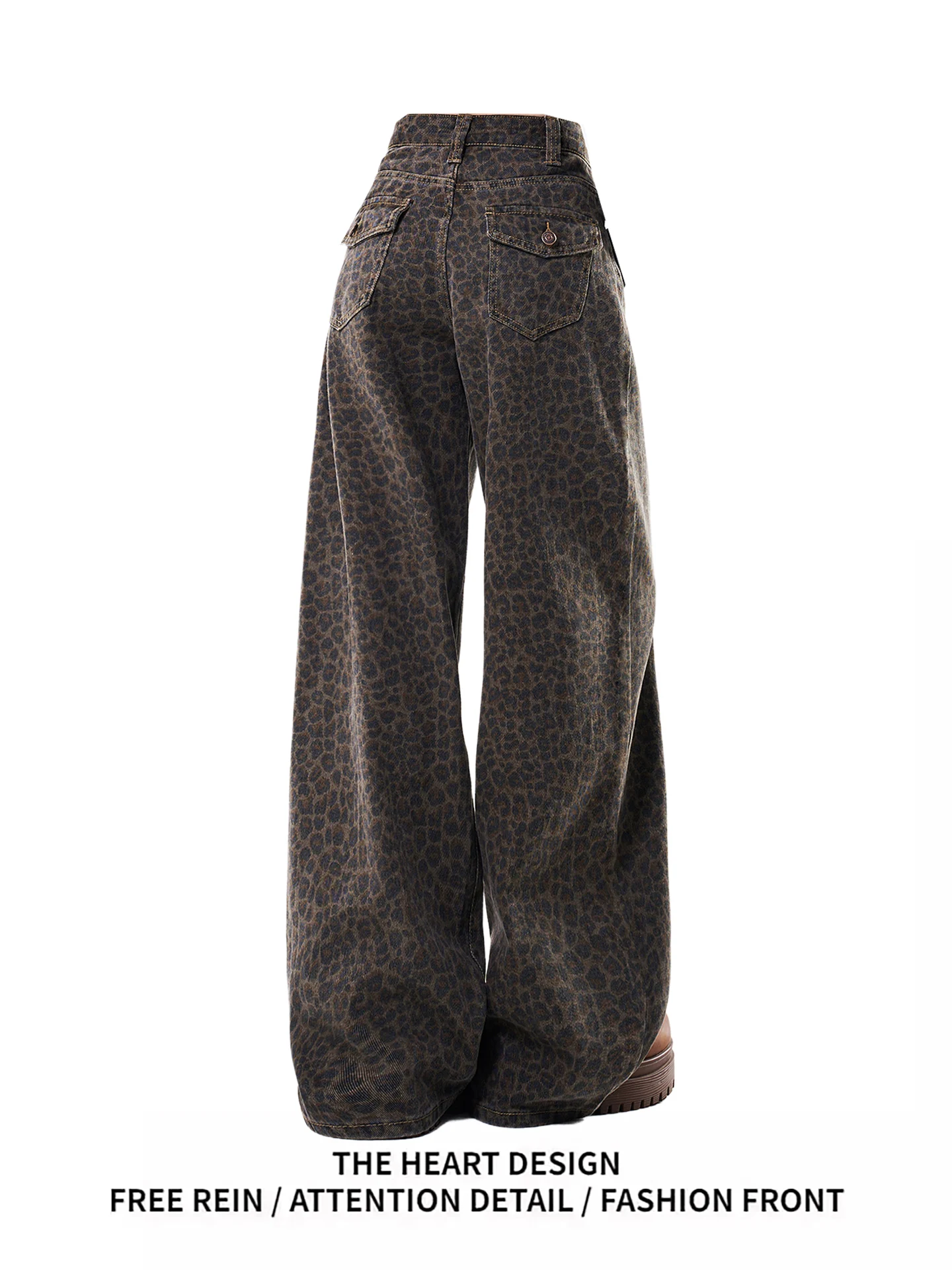 

Американские джинсы с высокой талией и широкими штанинами для женщин, весна-осень, новая модель, прямые повседневные брюки с эффектом стройности и драпировкой