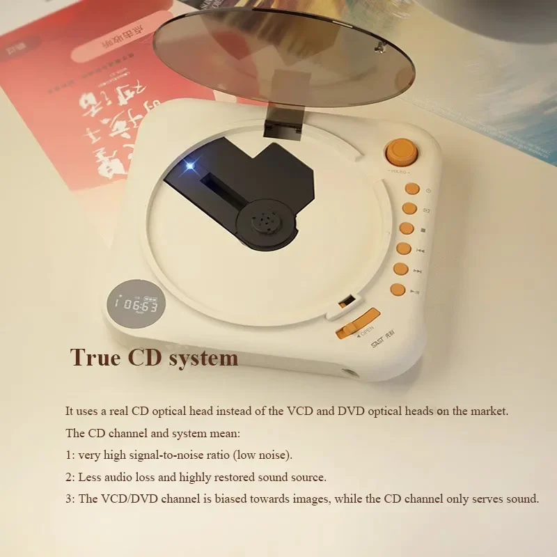 HIFI Music CD Player Portable CD Player Bidirectional Bluetooth 5.0 Music Player Built in Battery Rechargeable AUX USB Output