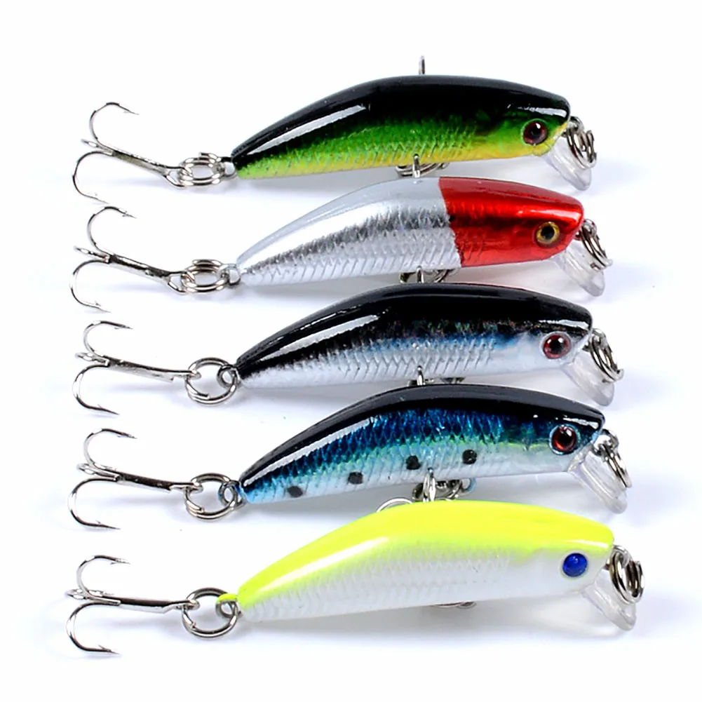 

4.5cm/2.8g Minnow Fishing Lure Lifelike 3d Eyes Fake Bait With Treble Hooks Suitable For Saltwater Freshwater Wholesale