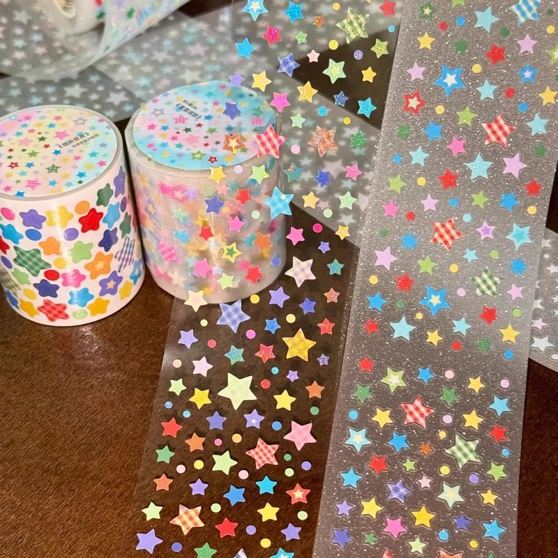 

1pcs/1lot Decorative Adhesive Tapes Colourful stars Junk Journal DIY Paper Japanese Masking Scrapbooking Stickers
