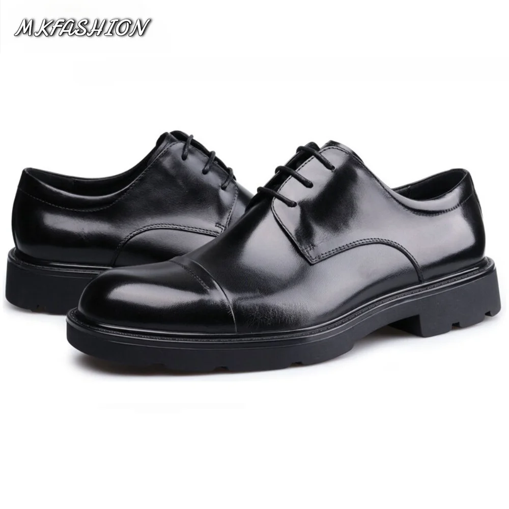Genuine Leather Derby Dress Shoes for Men Business Formal Oxfords Lace Up