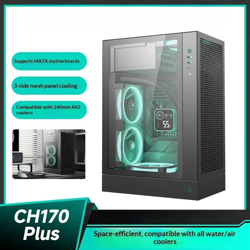 Micro-ATX Vertical PC Case Compact Space Saving Desktop Chassis For DIY Assembly