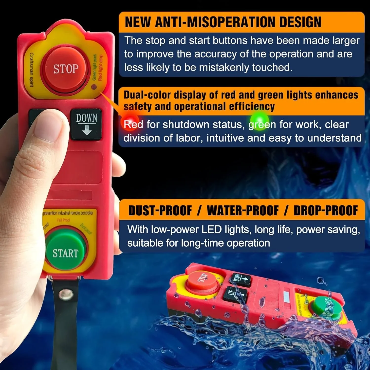 ZZC-رافعة كهربائية، رافعة كهربائية 1320 رطل مع جهاز تحكم عن بعد لاسلكي/سلكي 2 في 1، ونش رافعة كهربائية 110 فولت مع جهاز تحكم عن بعد #4
