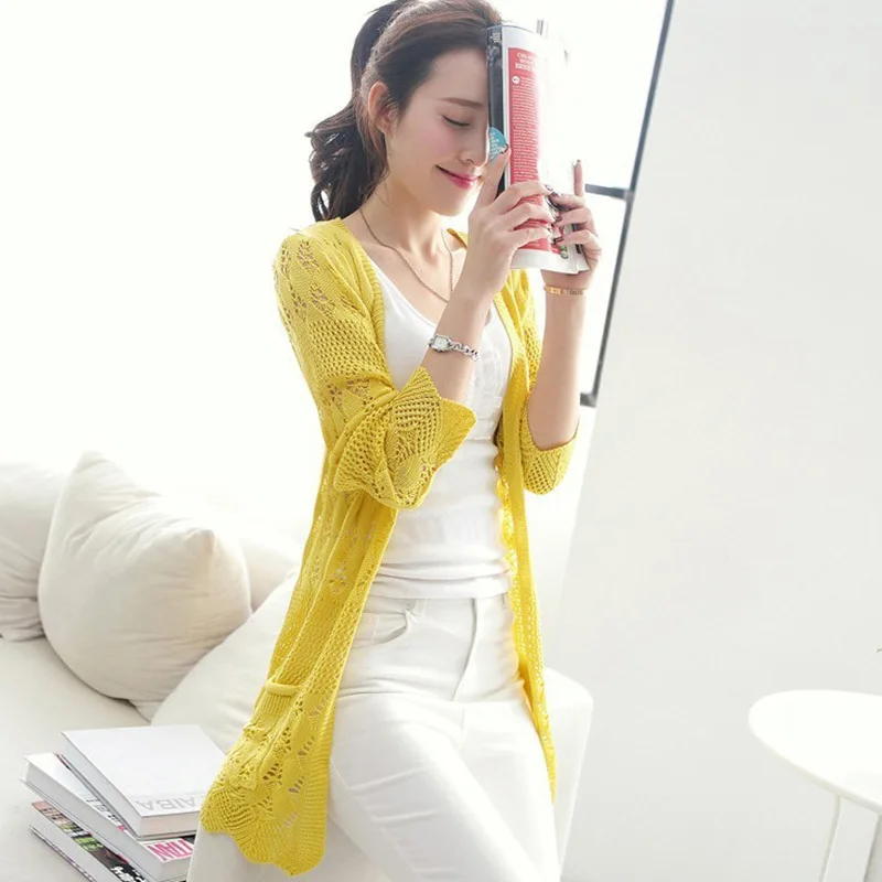 Sweater Women 2025 Fashion Cardigan New Pocket Loose Thin long-sleeved Cutout Coat Knitted Cardigan For Women Spring Autumn