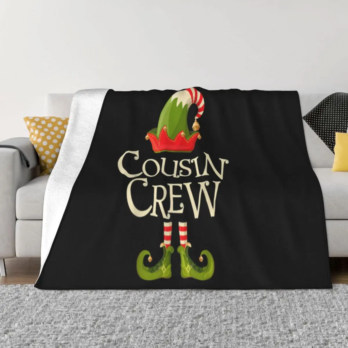 Premium Cousin Crew Gift Elf Matching Family Christmas Ugly Brand Style Creative Design Throw Blanket