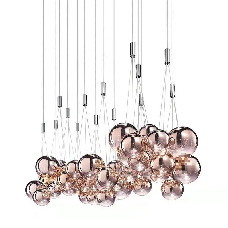 

Modern Minimalist Bedroom Restaurant Pendant Lamp Staircase Designer Bubble Ball Hotel Lobby Counter Decorative Glass Lighting