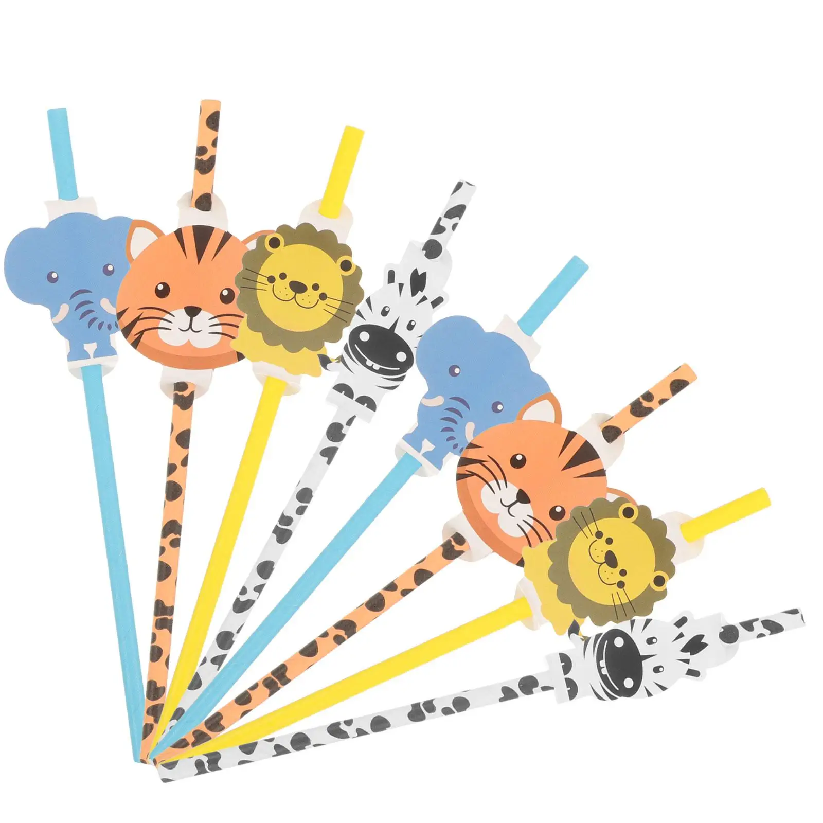 

12 Pcs Animal Cocktail Drinking Disposable Juice Cocktail Straws Party Supplies Friendly Paper Straws For Drinking Bulk