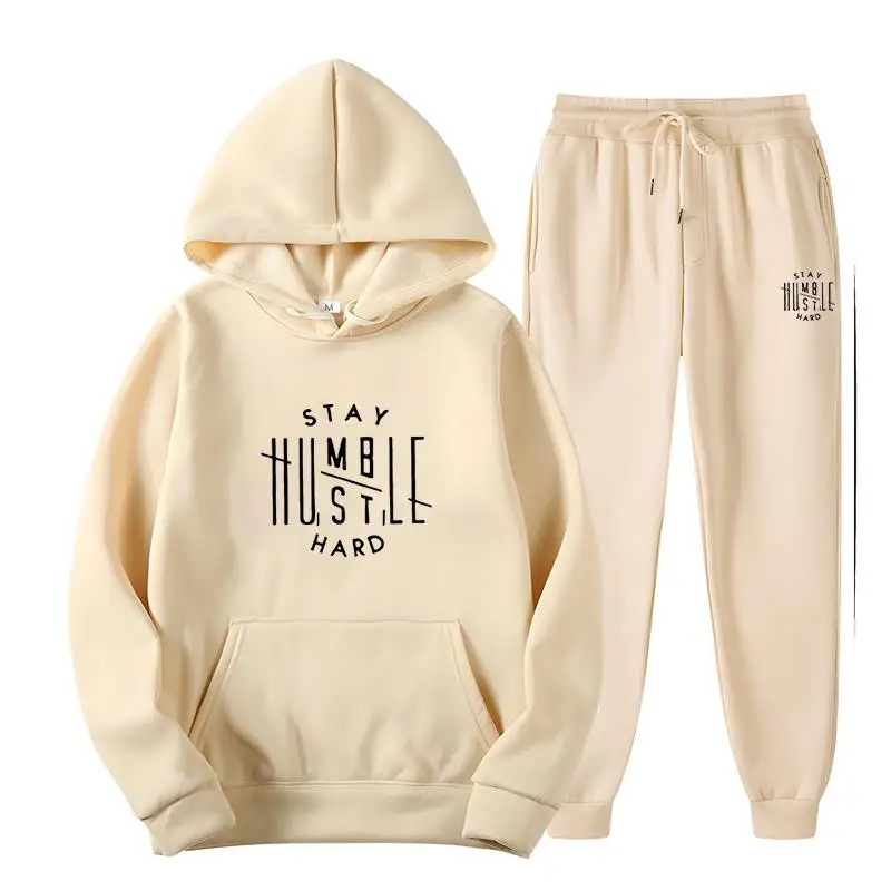 

Men's college hoodie and sweatpants set pure cotton comfortable casual pocket letter pattern simple design brand new 2024