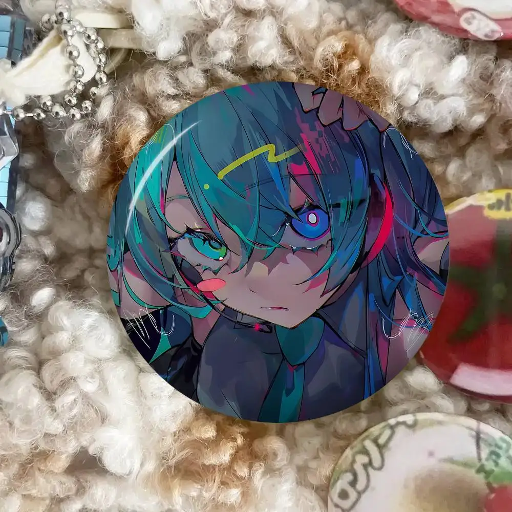 H-Hatsune Girl M-Mikues Photo Brooches Creative Round Badge Gifts Pins 32/44/58mm
