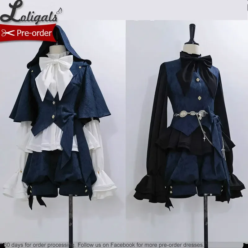 Ouji Lolita Outfit Vintage Royal Blue Hooded Cloak Cape / Bloomer Shorts / Vest by Princess Chronicles ~ Rabbit Run