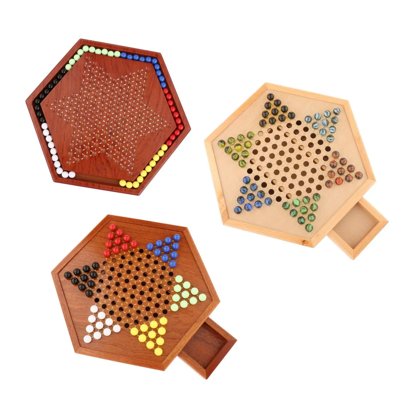 

Challenge Wooden Chinese Checkers Board Game with 60pcs Marbles & Wooden Board