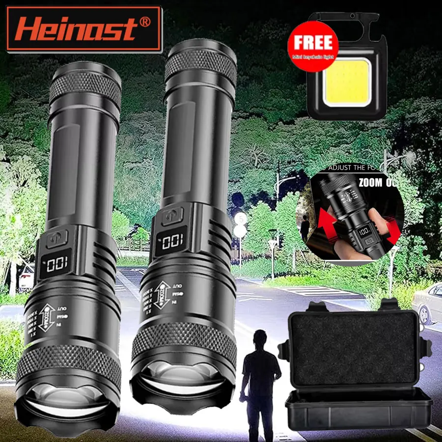 

1/2 шт./компл. мощный фонарик, перезаряжаемый фонарик с дисплеем, масштабируемая батарея, фонарь для кемпинга, пешего туризма, аварийная лампа