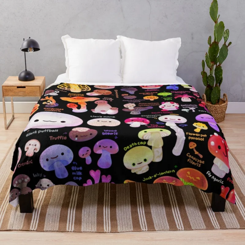 Mushroom - name 5 sizes Throw Blanket 200x180cm