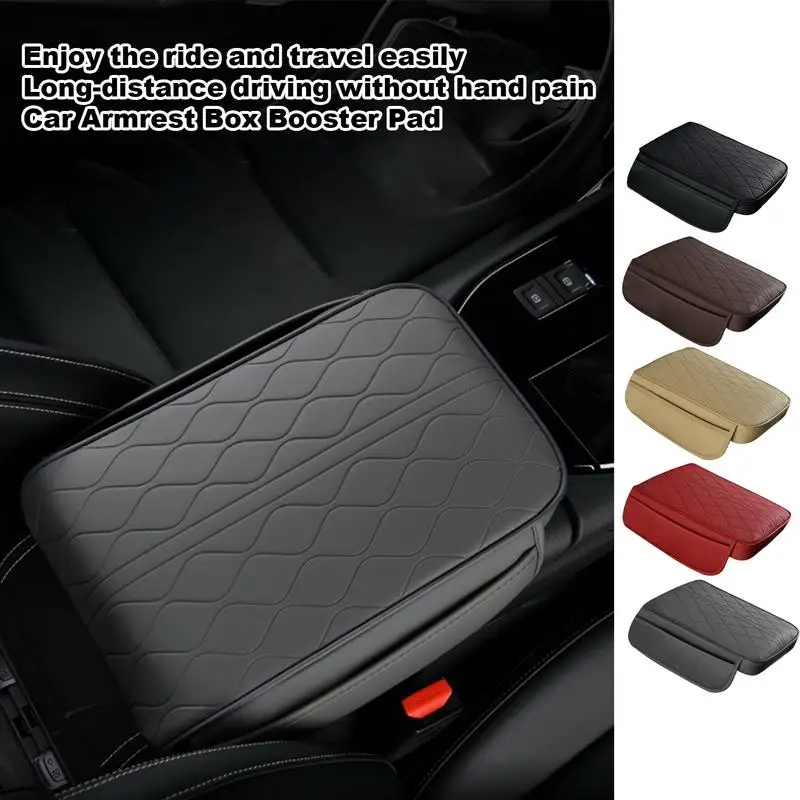 Car Armrest Pad Car Armrest Pad Waterproof Leather With Storage Pockets 2 In 1 Automotive Elbow Rest Box Cover For Comfortable