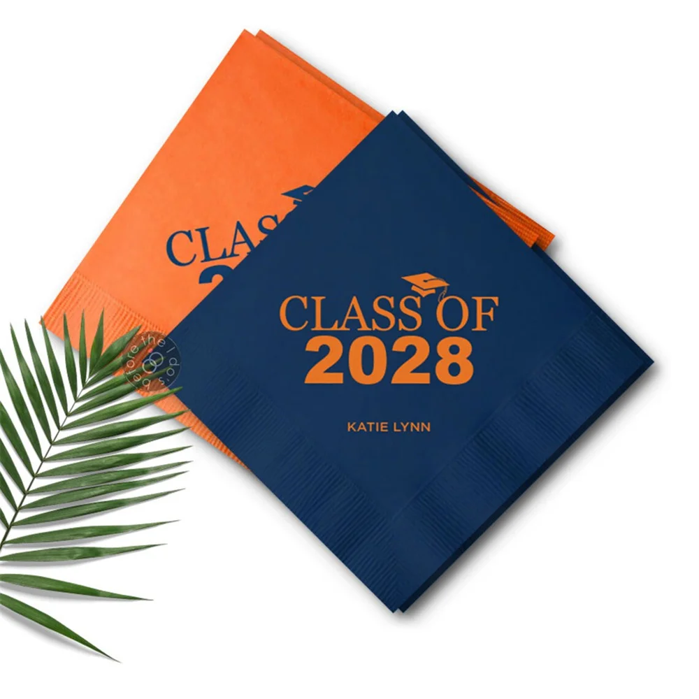 100 Graduation Personalized Napkins Class of - Cocktail Napkins - Paper Graduation Napkins - Party Graduation Napkins - Custom