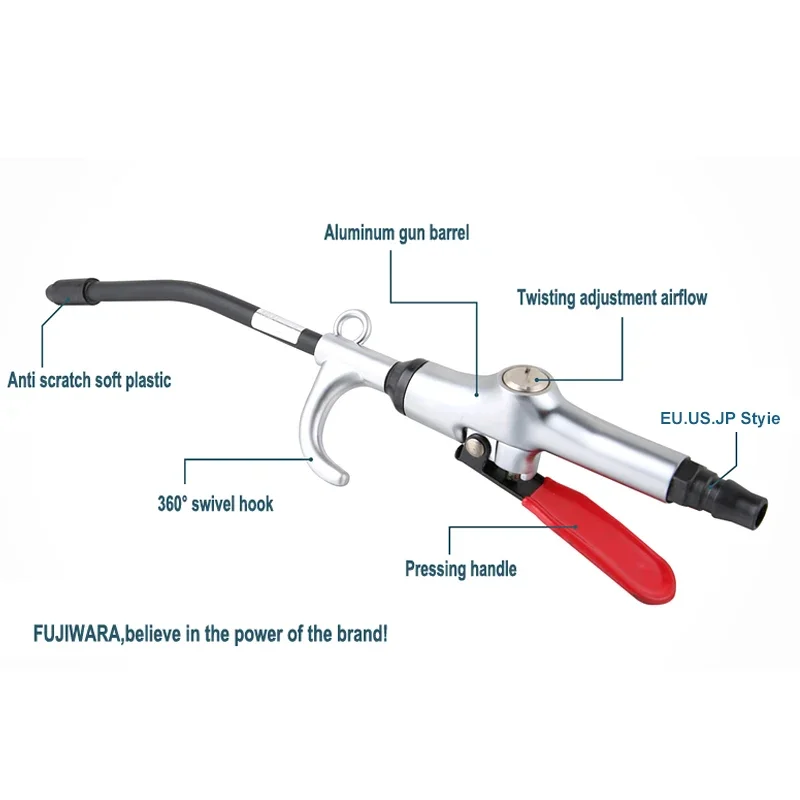 Air Blow Gun Aluminum Air Dust Gun Angled Bent Nozzle Pistol Grip Pneumatic High Pressure