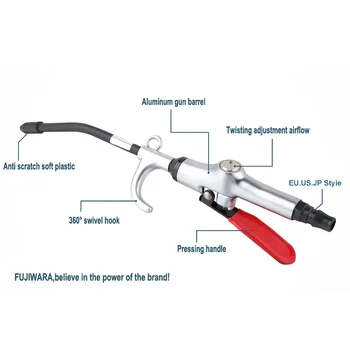 공기 블로우 건 알루미늄 공기 더스트 건, 앵글 벤트 깍지 권총 그립, 공압 고압 