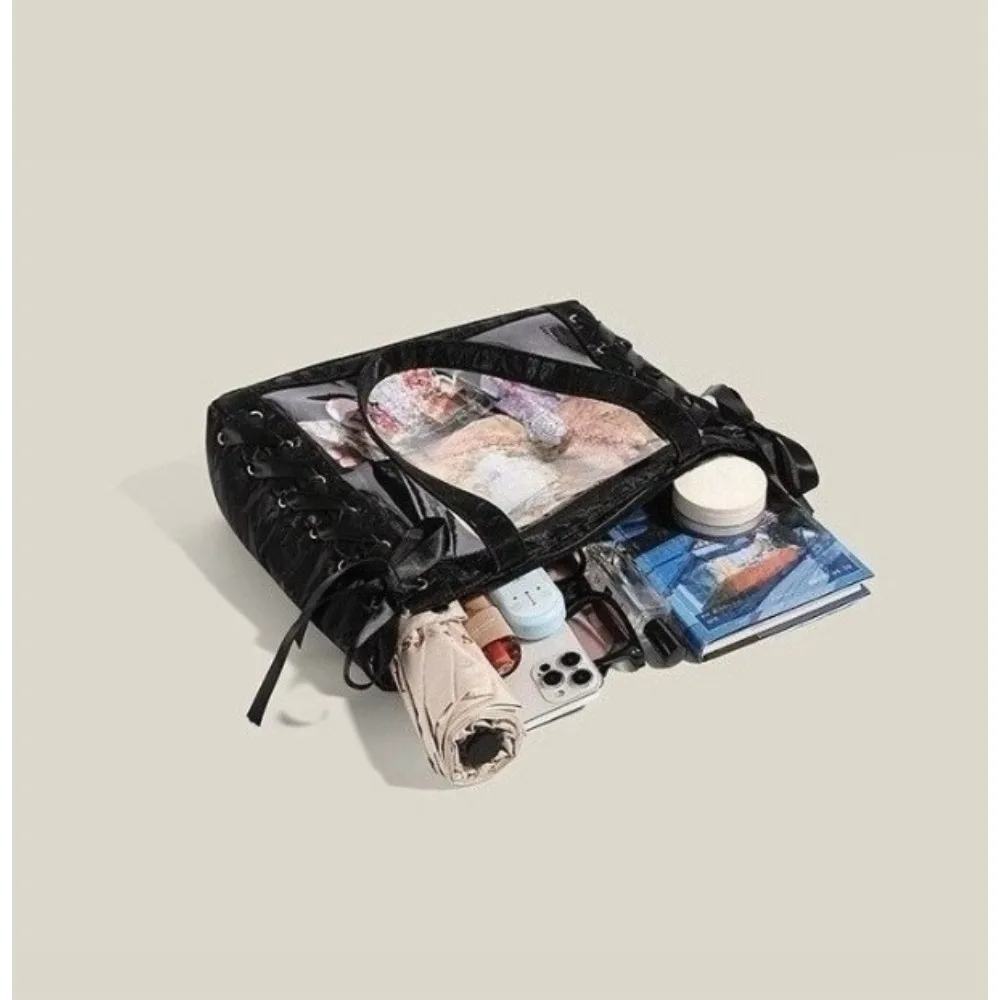 Versatile Fashion Ribbon Itabag Large Capacity Large Anime Bag Daily One Shoulder Tote Bag luxury Transparent Display handbags