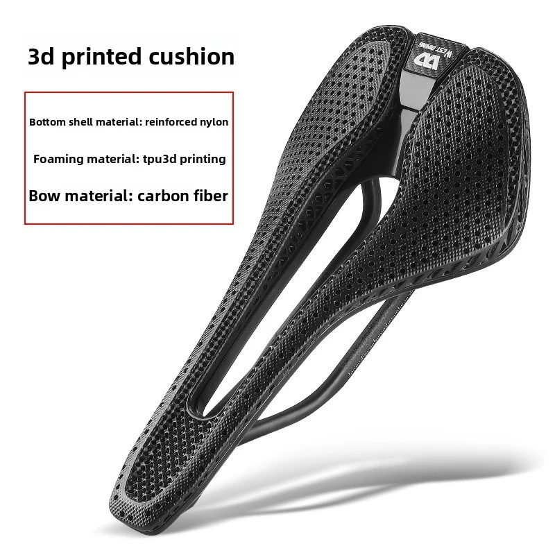 

WEST BIKING Carbon Fiber 3D Printed Bike Saddle Ultra-Light Hollow Breathable Carbon Rail Seat