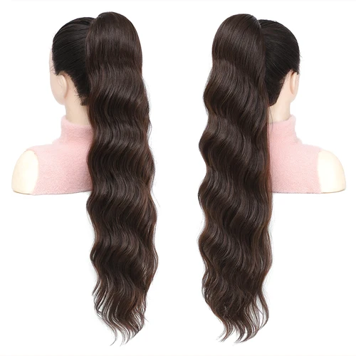 Imagen 2 del producto Extensiones de cola de caballo rizadas con cordón de 28 pulgadas, Clip sintético en cola de caballo para mujeres negras, postizos falsos ondulados largos para chica Afro