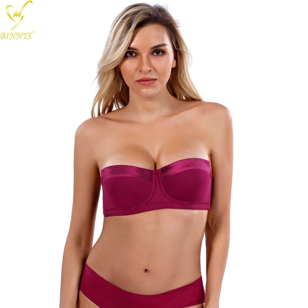 BINNYS Strapless C Sutiã Copo para Mulheres, Roupa Interior Feminina, Silicone Underwire, Sexy, Alta Qualidade, Meia Copo